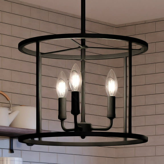 Luxury Modern Farmhouse Indoor Chandelier, 18.00''H x 14.00''W, with Transitional Style Elements, Modern Design, Matte Black Finish and Open Steel Frame, UQL3794