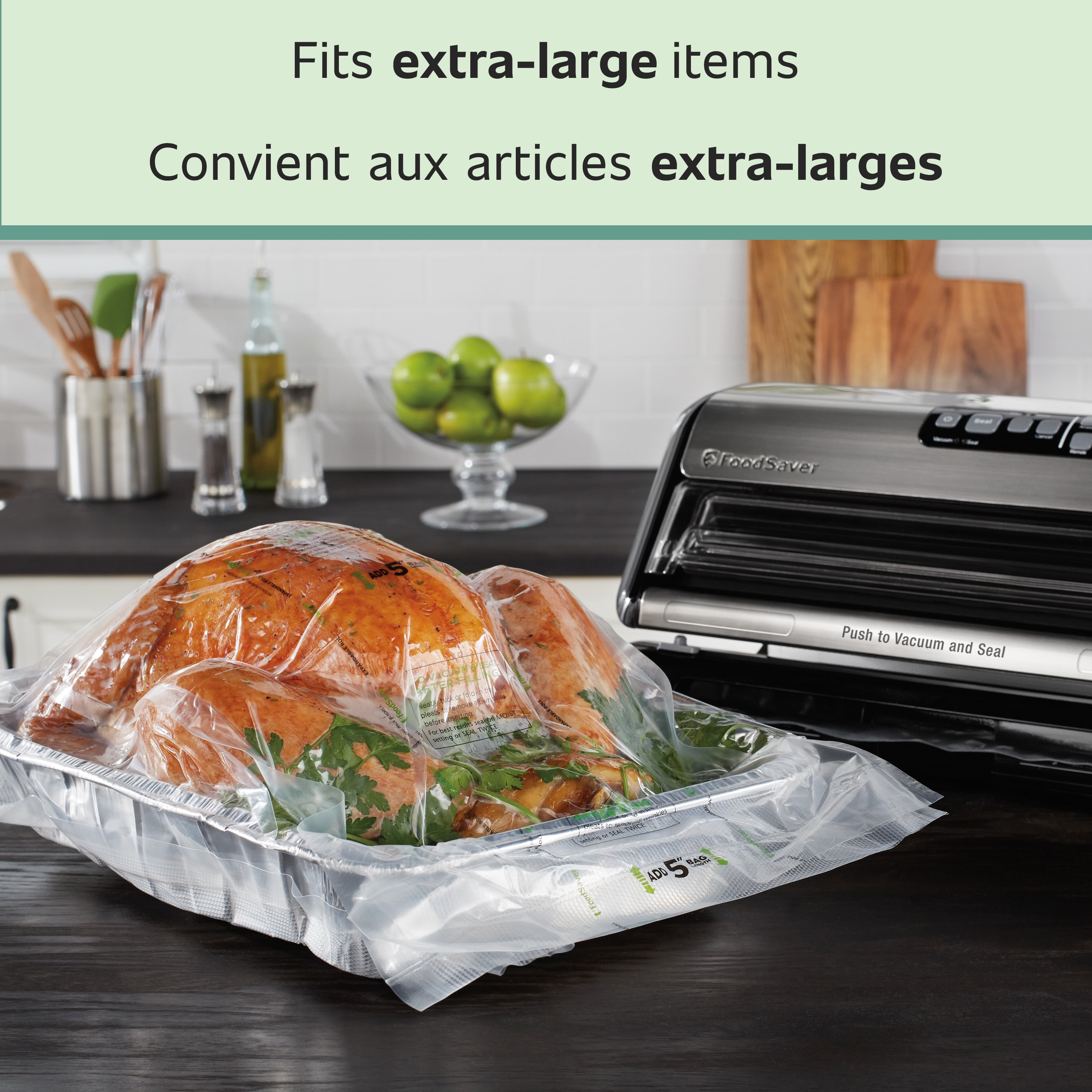 Rouleau d’emballage sous vide extensible FoodSaver de 27,9 cm x 4,89 m (11 po x 16 pi), 1 unité 1 unité