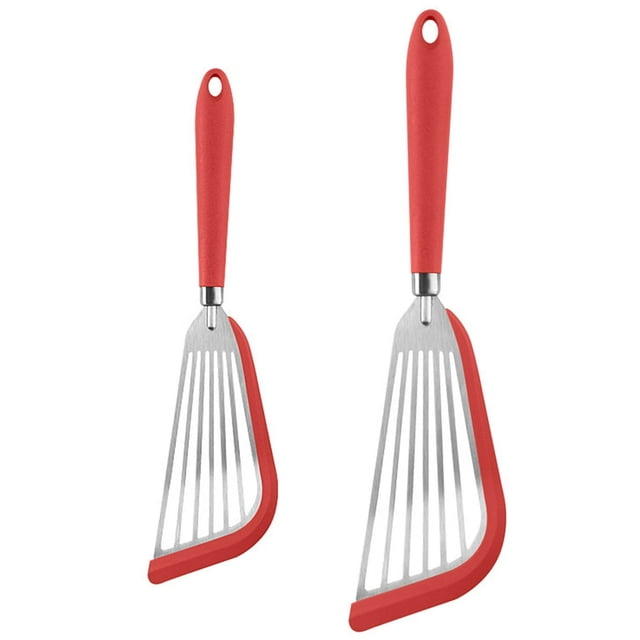 EIMELI 2Pcs Cooking Spatula Easy to Clean Comfortable Handle Non-Slip Silicone Fish Spatulas Cookware Kitchen Supply Green One Size