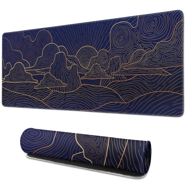 "Durable & Aesthetic Extended Gaming Mouse Pad with Mountain Design: Large 31.5x11.8 Inch, Stitched Edges, Rubber Base for Gaming, Office & Home Use"