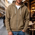 thumbnail image 2 of Men's Fleece Full Zip Hoodie, Fall Long Sleeve Hooded Sweatshirt Coat, Loose Causal Hoodie Jackets with Pockets, 2 of 6