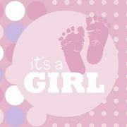 Baby Girl Footprints Lunch Napkin, 2 Ply