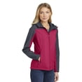 thumbnail image 4 of Port Authority Ladies Hooded Core Soft Shell Jacket-4XL (Dark Fuchsia/ Battleship Grey), 4 of 6