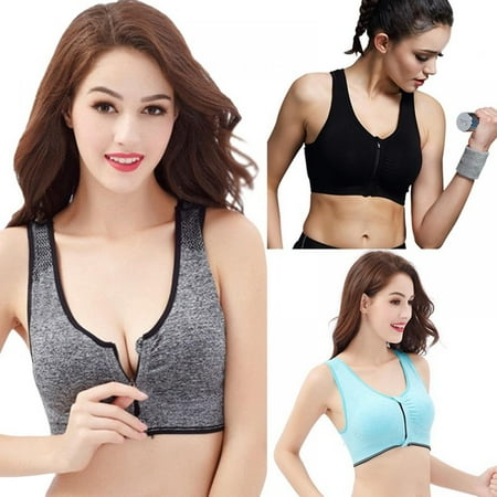

Women Front Buckle Zipper No Steel Bra Ladies Professional Shockproof Vest Running Yoga Fitness Sports Bra Weight loos Workout S/M/L/XL