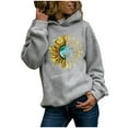 thumbnail image 2 of kayannuo Womens Tops Long Sleeve Shirts Fall Womens Casual Hoodies Jumper Tops Ladies Sunflower Print Sweatshirt Blouse Tee Gray, 2 of 4