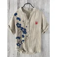 thumbnail image 2 of Chemise d'Été pour Hommes à Impression 3D style Chinois Fleur de Prunier Décontractée à Manches Courtes QZX, 2 of 7