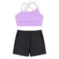 thumbnail image 3 of Alvivi Girls Sports Outfit Crop Tank Top with Shorts Set Tracksuit 2Pcs Gymnastic Dancewear Sportswear Swimwear Lavender&Black 10, 3 of 7