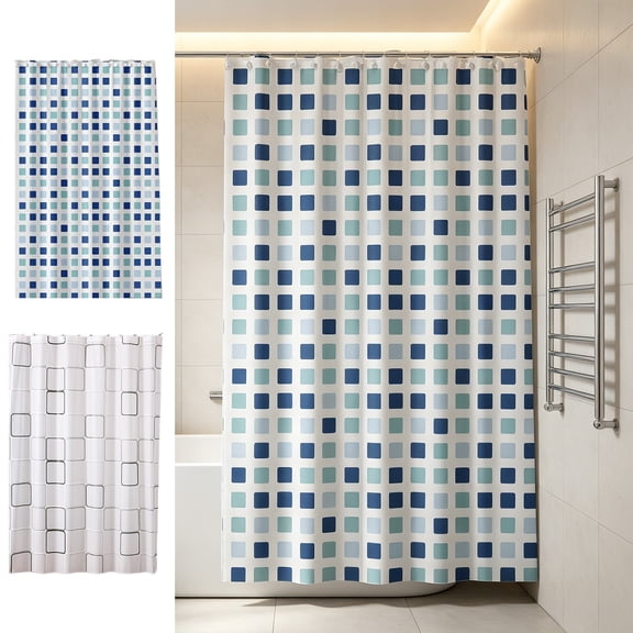 Waterproof Plastic Shower Curtain, 78.7*70.8in Quick Dry Curtain, with 12 Free Hooks, Durable Bath Screen for Bathtub, Shower Stall, Hotel, RV and Household Bathroom Use, B