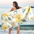 thumbnail image 6 of Sunflower Beige Beach Towel Fast Drying Camping Towels Sand Free Beach Blanket Soft Absorbent Travel Sport Towel for Gym Bath Shower Swimming 31" x 71" Washcloth Gift, 6 of 7