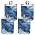 thumbnail image 2 of WOBOGO Ink Blue White Marble Transparent Plastic Jar 2pcs Cotton Swabs Balls Pads Floss Stick Dispenser Bathroom Vanity Storage Organizer, 2 of 7