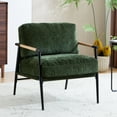 thumbnail image 2 of Accent Chair Living Room Chair Set of 2, Mid Century Modern Armchair Comfy Reading Chair for Bedroom, Upholstered Chenille Fabric Lounge Chair W/Plush Cushions, Metal Frame and Wooden Armrest,Green, 2 of 7