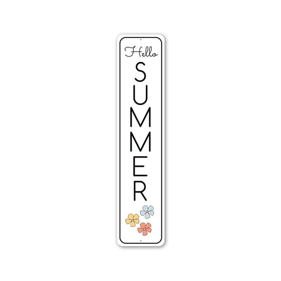Hello Summer Aluminum Metal Decor Sign - 4x18 inches