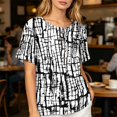 thumbnail image 5 of Floral Graphic Henley Neck Tops for Women, Short Sleeve Casual Pullover Blouses Dressy Boho Stylish Spring Summer Fall Outfits, 5 of 6