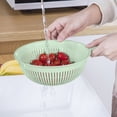 thumbnail image 4 of 12.6 Inch Plastic Strainer Colander with Long Handle, Round Kitchen Strainer Basket, Hollow Drain Basket, Washing Vegetables Rice Washing Sieve, Round Perforated Drainage Basket,Green, 4 of 4