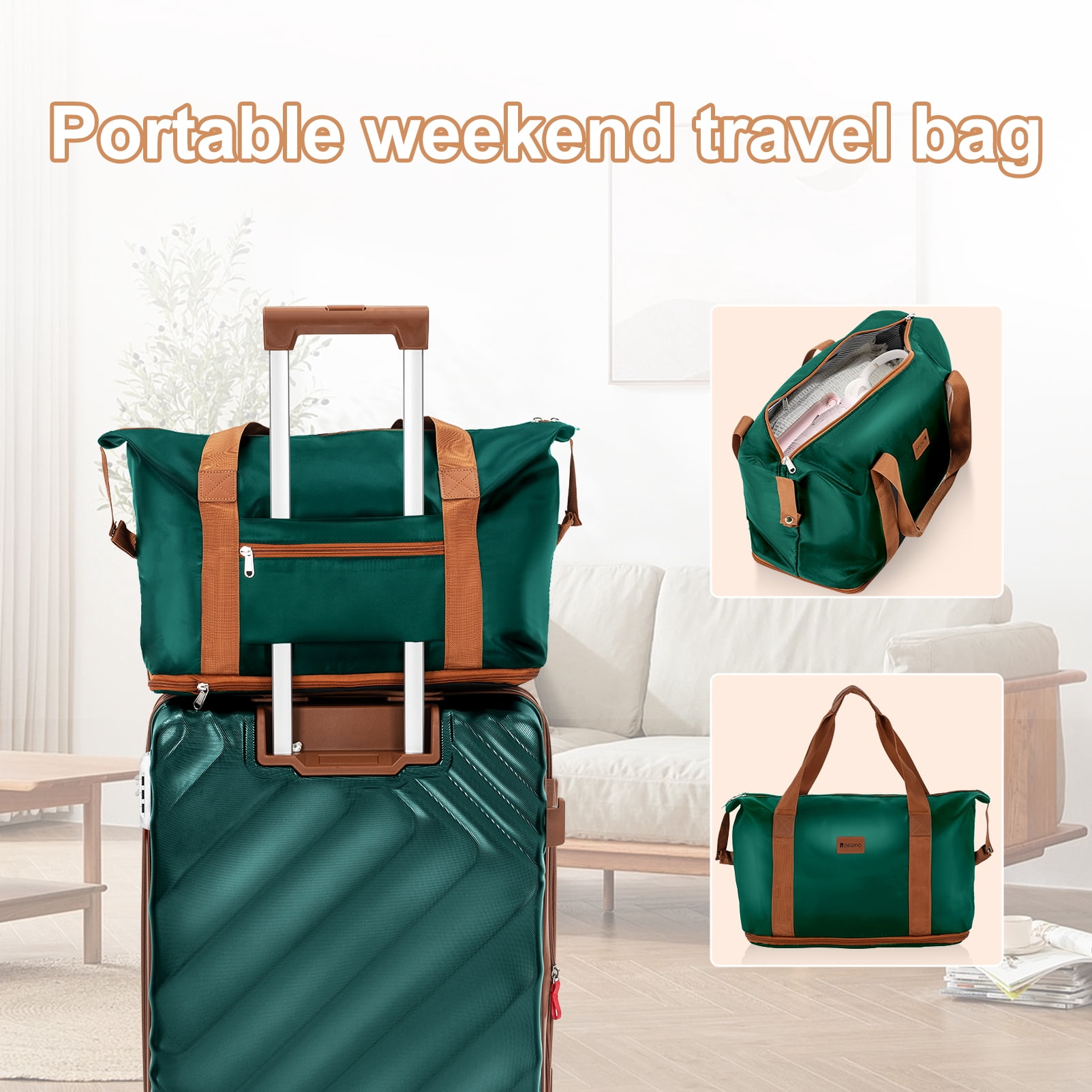 Rosamo 6 Piece Hardshell Luggage Set, Lightweight Expandable Suitcases with Spinner Wheels, TSA Lock, Durable ABSLuggage Sets for Travel；Dark Green