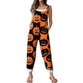 thumbnail image 6 of BOMYJESK Women's Halloween Jumpsuits Pumpkin Print One Piece Sleeveless Rompers Overalls 2026 Hippie Baggy Spaghetti Strap Rompers Orange XL, 6 of 7