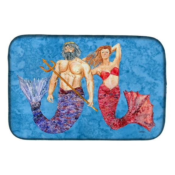 Caroline's Treasures Mermaid and Merman Dish Drying Mat