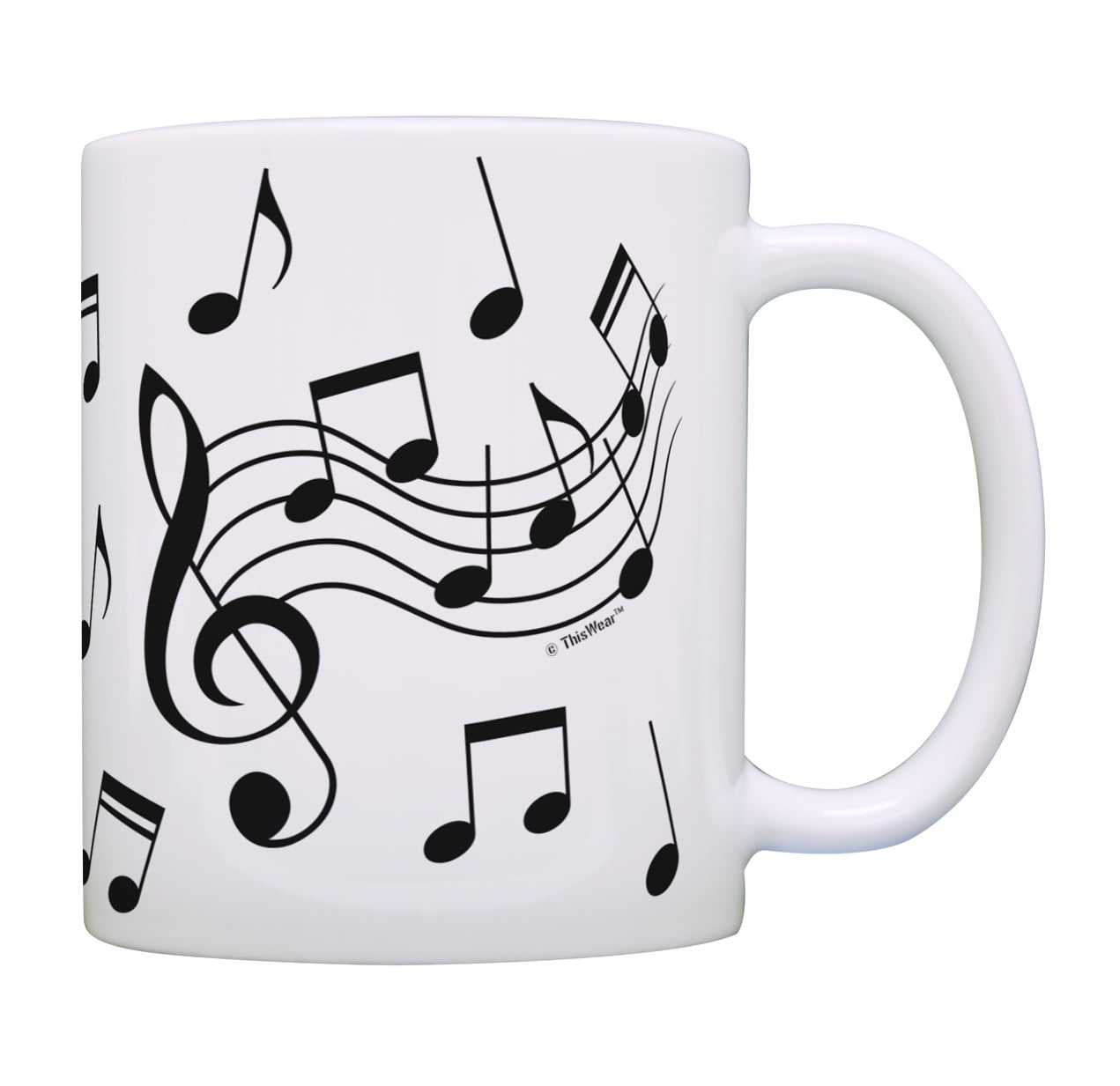 12.9 oz Unique 3D Handle Music Mug Musical Notes Design Coffee Cup Ceramic  Music Musical Notes Cup Gift for Women,Men,Friend