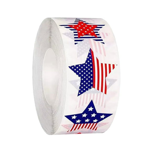 yulier 1 Roll 500 Pieces Patriotic Labels Star American Flag Stickers 4th of July Memorial Day Stickers Independence Day Self Adhesive Gift Tags