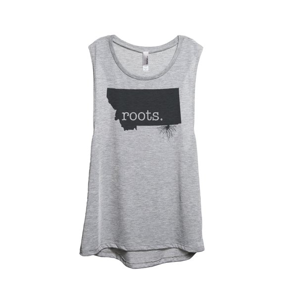 Thread Tank Home Roots State Montana MT Women's Sleeveless Muscle Tank Top Sport Grey Small