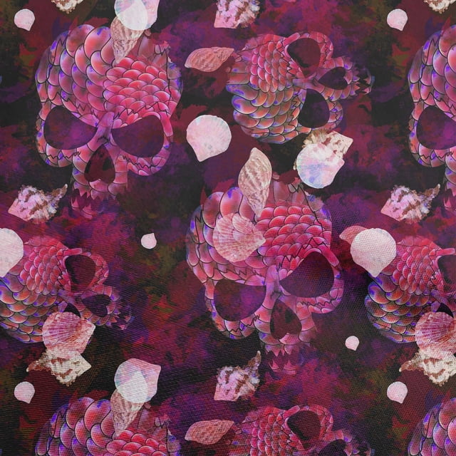 oneOone Rayon Magenta Fabric Skull Sewing Craft Projects Fabric Prints By Yard 56 Inch Wide