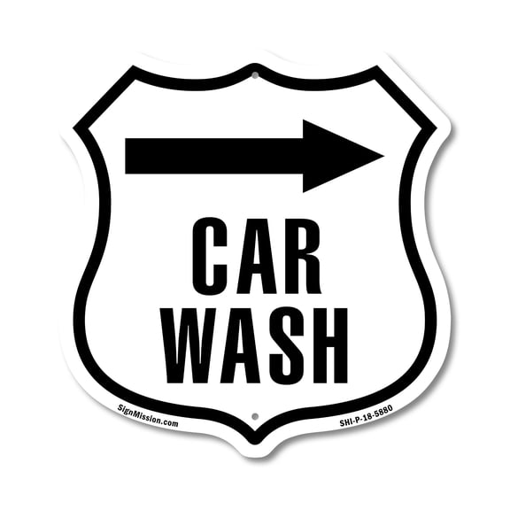 Car Wash Right (5 Pack) 12 inch X 12 inch Shield-Shaped Rust-Free Aluminum Metal Signs Weather Resistant Made in the USA