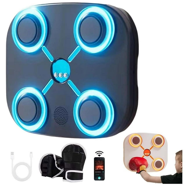 Hearth & Gear Music Boxing Training Machine, Wall Mounted Blue Tooth Smart Music Boxing Training Machine With Boxing Gloves, Electronic Boxing Training Punching Device Trainer For Home Yoga And Strap