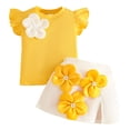 thumbnail image 6 of WRKEKC Girls Summer Outfits Kids Floral Appliqué Ruffle Sleeve Top and Skirt 2 Piece Set for Toddler Girls 6 Months-3 Years, 6 of 9
