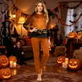 thumbnail image 6 of HTHLVMD Bat Print Pajamas, Halloween Loungewear Set, Long Sleeve Pjs, Halloween Gradient Orange Bat Bottom Print Family Matching Pajamas, Crew Neck Long Sleeve 2pcs Holiday Loungewear, XL, 6 of 6