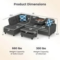 thumbnail image 3 of Costway 98" L-Shaped Sofa with Movable Storage Ottoman Linen Fabric Backs Seats Cup Holders Dark Gray, 3 of 10