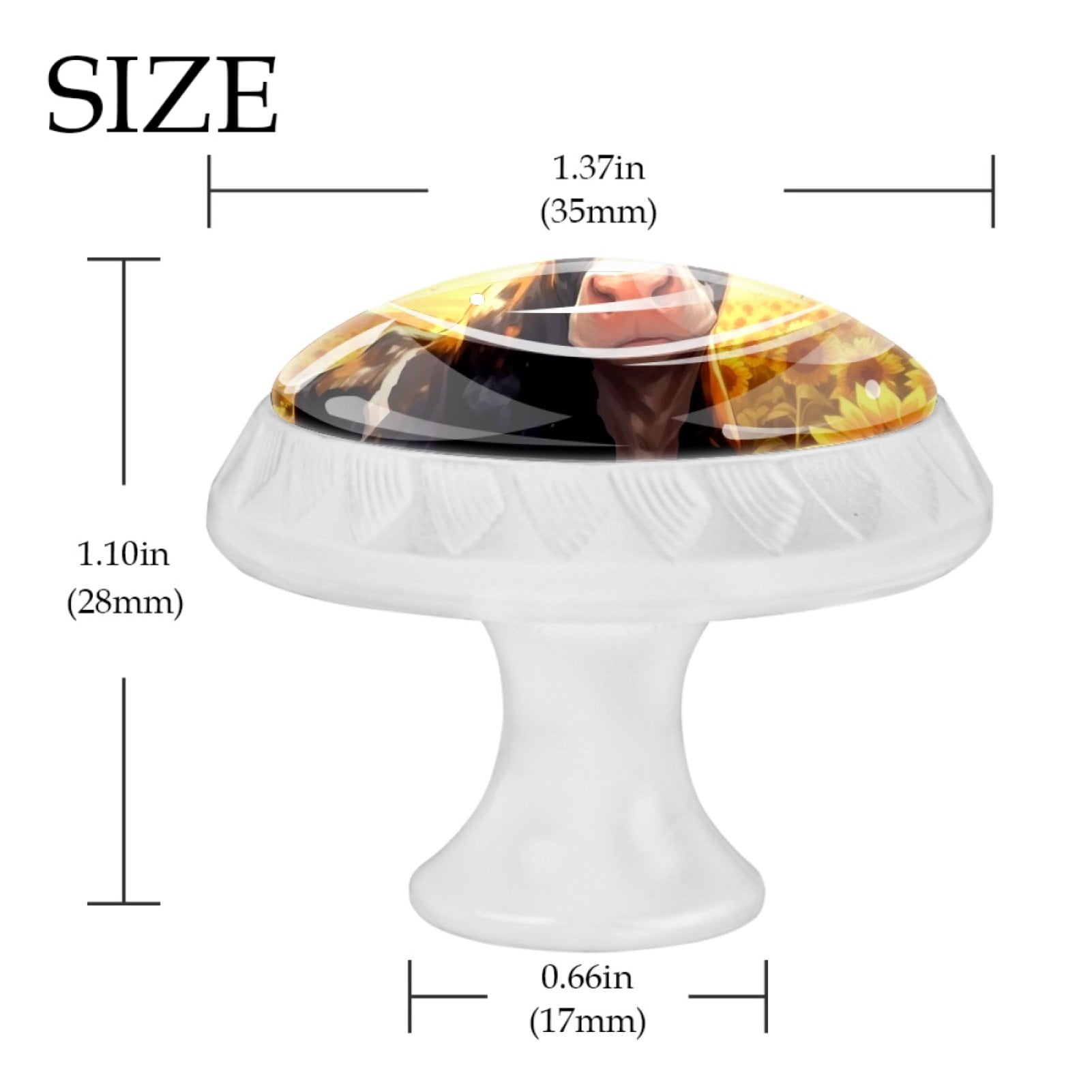 4 Pcs Cow and Sunflower Knobs for Kitchen Cabinet Cupboard Dresser Bookcase Drawer Pulls Handles Round Home Decor