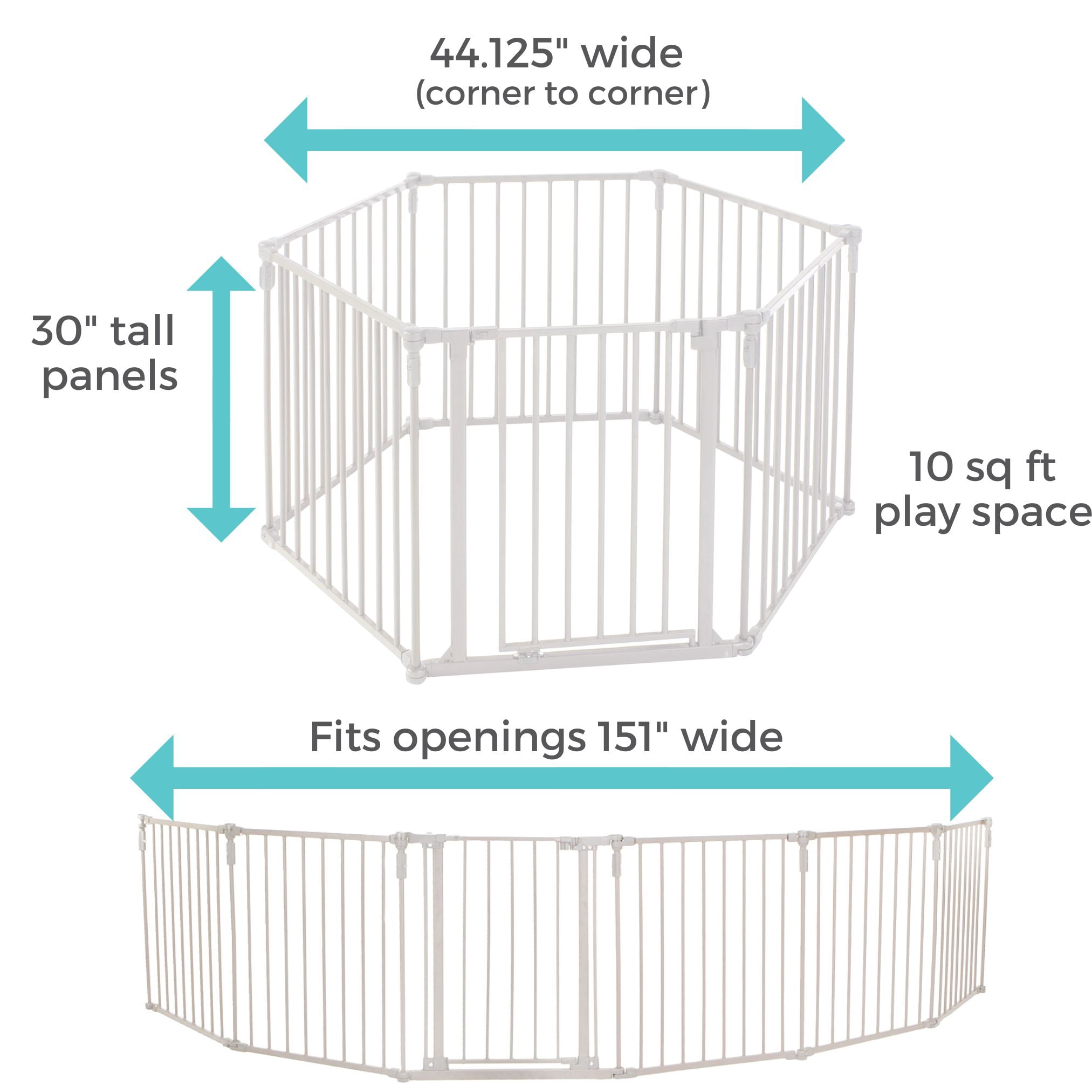 Toddleroo by North States 3-in-1 Superyard Baby Extra Wide Gate & Play Yard, Taupe Metal