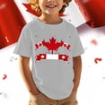 thumbnail image 2 of Boys Shirts Graphic T Shirt with Embroidered Maple Leaf Canadian Patriotic Celebration Tee for Kids Light Gray 13 Years-14 Years, 2 of 4