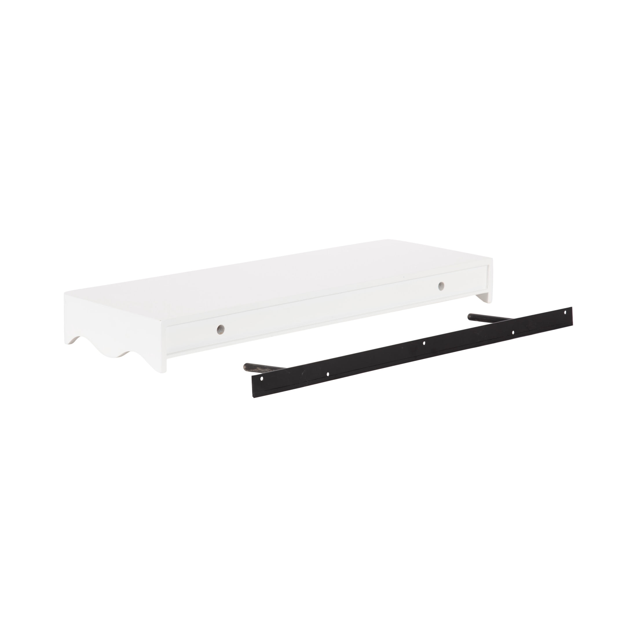 Kate and Laurel Maida Modern Decorative Wavy Wall Floating Shelves, Set of 2, 24 x 8, White, Functional Scalloped Kitchen and Bathroom Shelves for Above Toilet or Cute Dorm Room Bookshelves