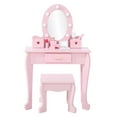 thumbnail image 2 of Kids Vanity Set with Lighted Mirror – Pretend Play Girls Vanity Table & Chair Set with Stool and Wooden Makeup Playset, Ideal Gift for Ages 4–9, 2 of 6