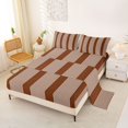 thumbnail image 2 of Castle Fairy Geometric Thin Vertical Stripe King Sheets 4pcs,Mid Century Wide Band Bedding,Coffee White,1 Flat Sheet, 1 Fitted Sheet and 2 Pillowcases, 2 of 7