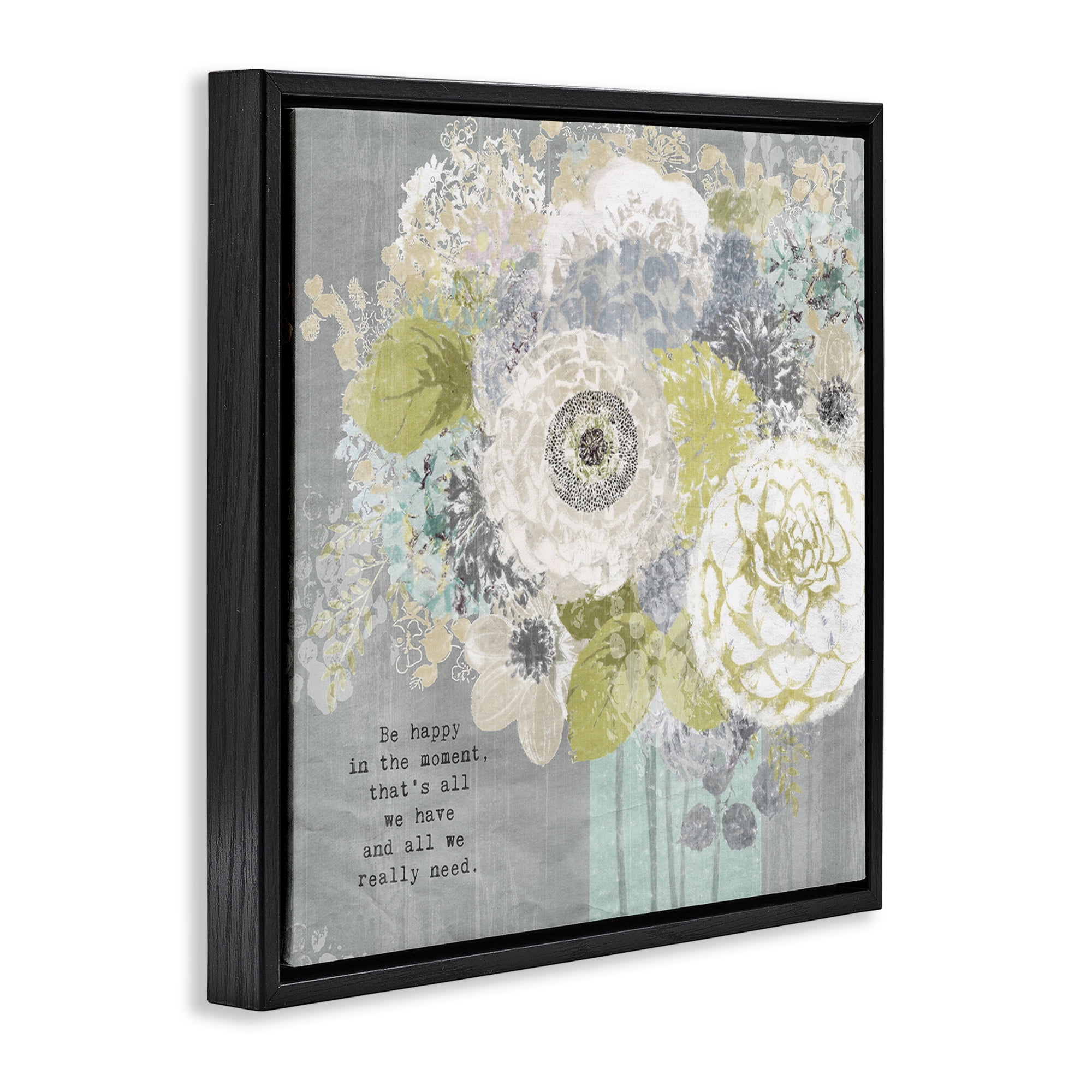 Stupell Industries Happy In The Moment Black Framed Floater Canvas Wall Art, design by Suzanne Nicoll