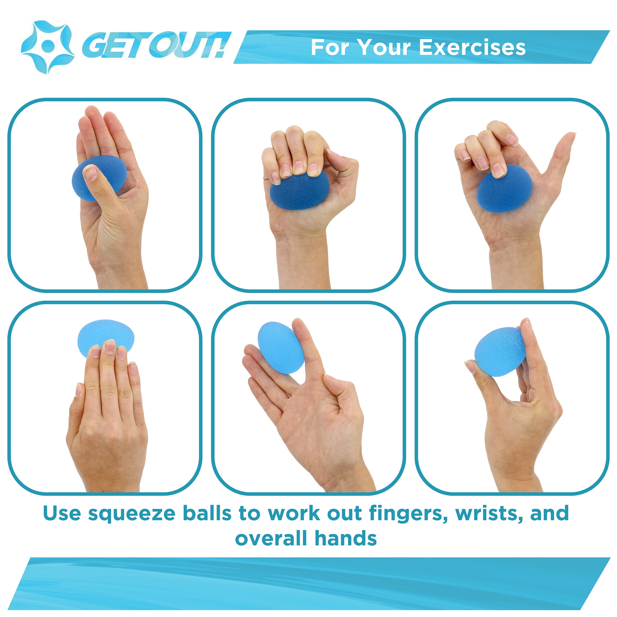 4 Sporty Squeeze Ball Hand Stress Relief Grip Finger Therapy w Chime 2 Iron 