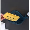 thumbnail image 2 of Dispensador de jabón sin perforaciones de 3 piezas de color azul oscuro para almacenamiento de cocina, con forma de ballena, para baño, jabonera, estante de pared, 2 of 4