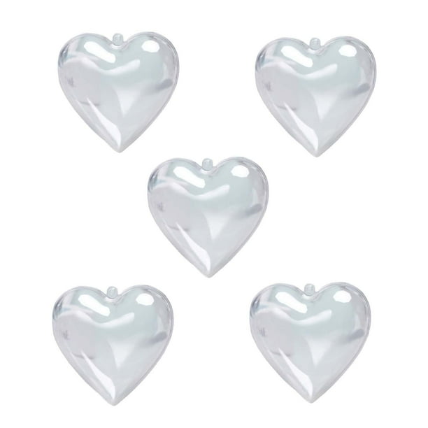 5 bolas de adorno transparentes con forma de corazón para árbol de Navidad. S