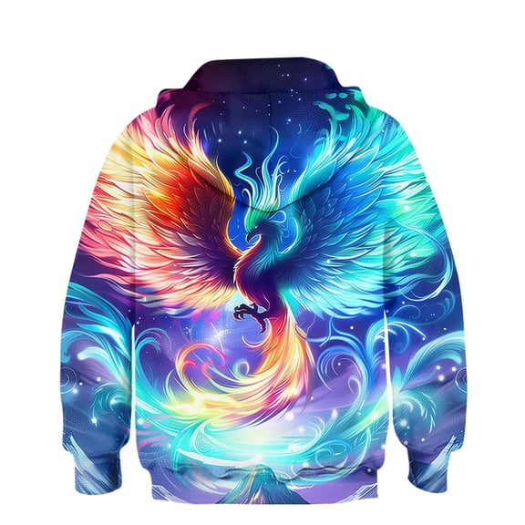 Fesfesfes Hooded Sweatshirts Children's Shirt Long Sleeved Pattern T-shirt Printed Round Neck Cool Boy Hooded Sweatshirt