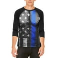 thumbnail image 1 of Halloween Thin Blue Line Superhero Costume Mens Raglan T Shirt, 1 of 2