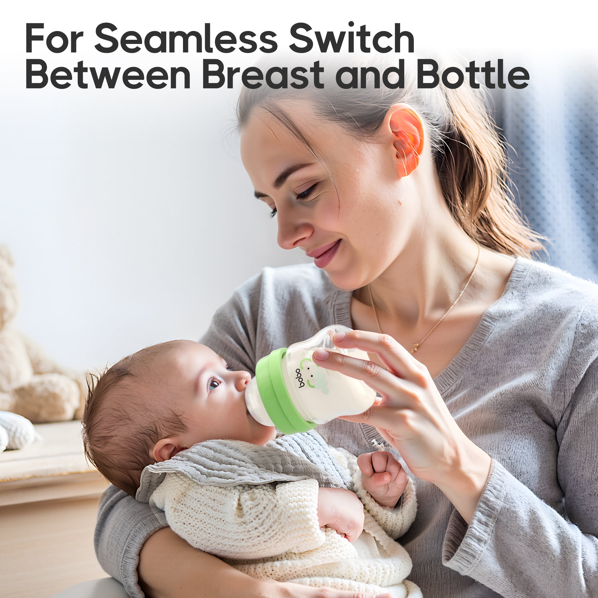 YOHKOH 2.7oz Newborn Glass Baby Bottle Sets,Wide-Neck,Slow Flow,for 0 m+,4-Pack,Green