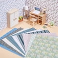 thumbnail image 4 of 12Sheets 12 Styles Mini Dollhouse Living Room Bedroom Wallpaper Dollhouse Decorative Sticker Sheet Mixed Color 297 -298x210x0.2mm, 4 of 5