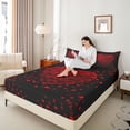 thumbnail image 4 of Homewish Boys Girls Floral Rose Love Heart Print 4 Pieces Queen Sheet Sets,Happy Valentine'S Day Ultra Soft Flat Sheet,Black Red Queen Fitted Sheet,Ultra Soft Home Decor, 4 of 7
