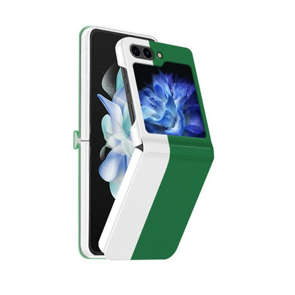 Haobuy Compatible with Samsung Galaxy Z Flip 5 Leather Case Slim Shockproof Fashion Case for Men Women-Green