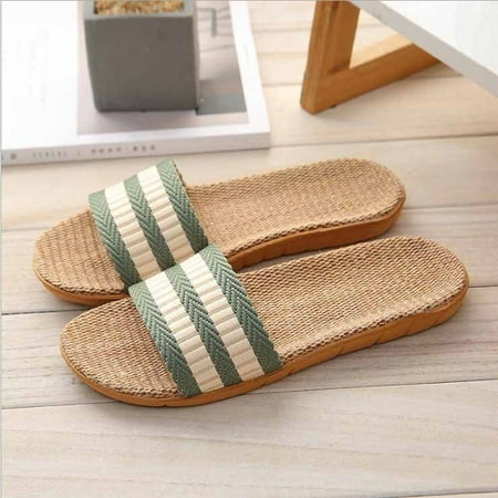 

Summer Home House Slippers Women Linen Silent Sweat Absorption Slides Flip Flops For Female Indoor Bedroom Shoes Flax Sandals