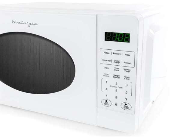 Nostalgia 0.7 cu ft Countertop Microwave Ovens in White