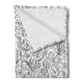 thumbnail image 2 of Floral Soft Flannel Fleece Blanket, Flowers Swirls Ivy with Leaves Eastern Modern Paisley Inspired Image Sketch Art, Cozy Plush for Indoor and Outdoor Use, 50" x 60", Black and White, by Ambesonne, 2 of 5
