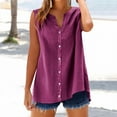 thumbnail image 3 of Uooqdmx Linen Button Down Shirt Women, Gauze Tops for Women, Sleeveless Tops for Women, Sleeveless Collared Tops Oversized Up Blouses Work Shirts, Summer Shirts for Women, Hot Pink S, 3 of 10